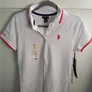 U.S. Polo Assn. White Polo with Red Trim